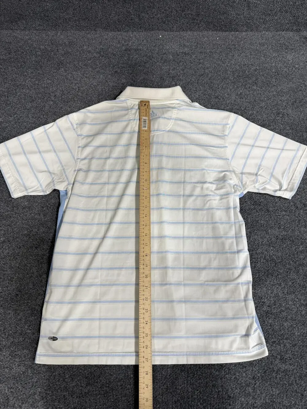 Adidas Climacool Polo Shirt Mens Medium White Striped Golf Performance
